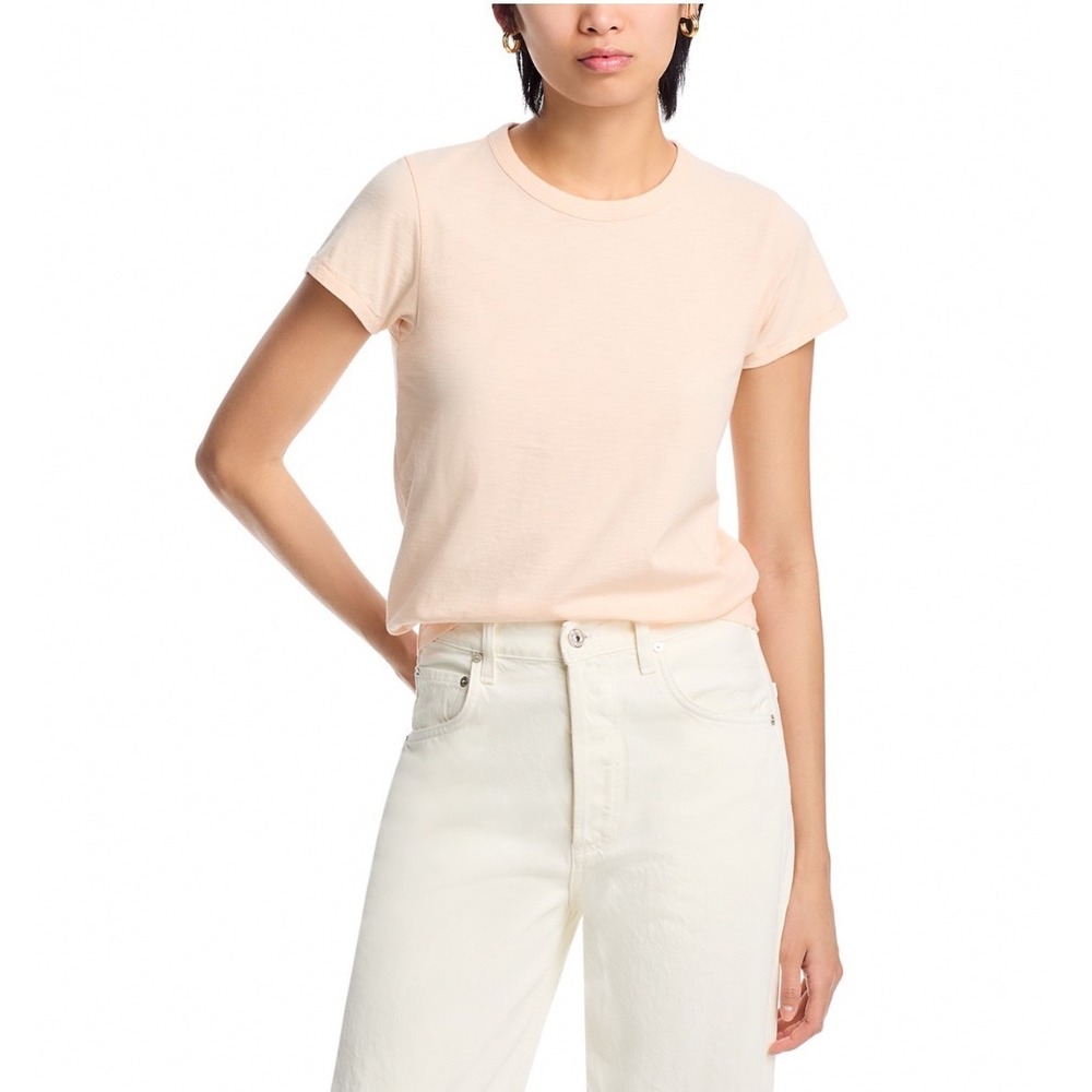 Rag & Bone The Slub Short Sleeve Tee Peach Organic Pima Cotton Slim Fit XS